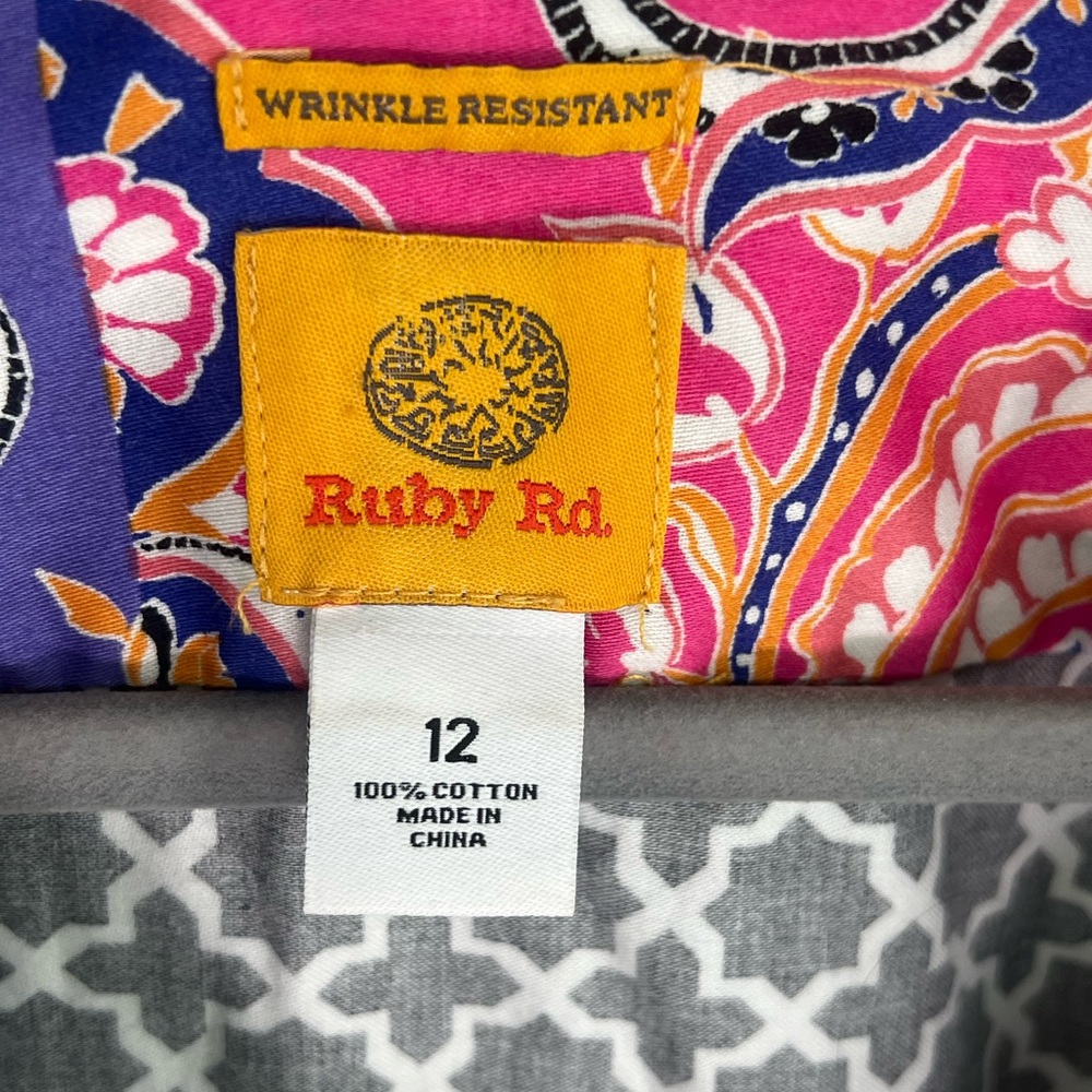 Ruby Rd. Black and White Moroccan Tile Geometric Button Down Shirt 12 Twelve - Picture 7 of 7